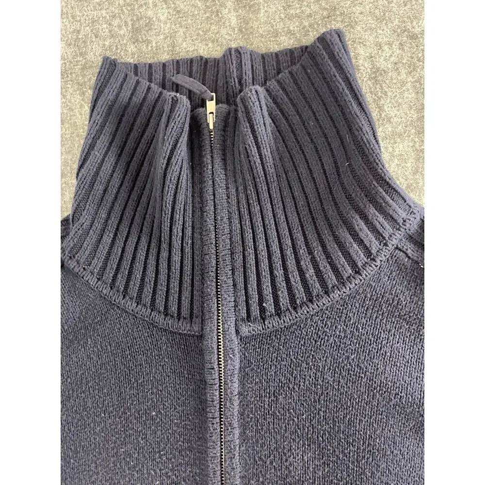 Marks Spencer Sweater Women Extra Large Blue Full Zip Turtle Neck Pullover N38